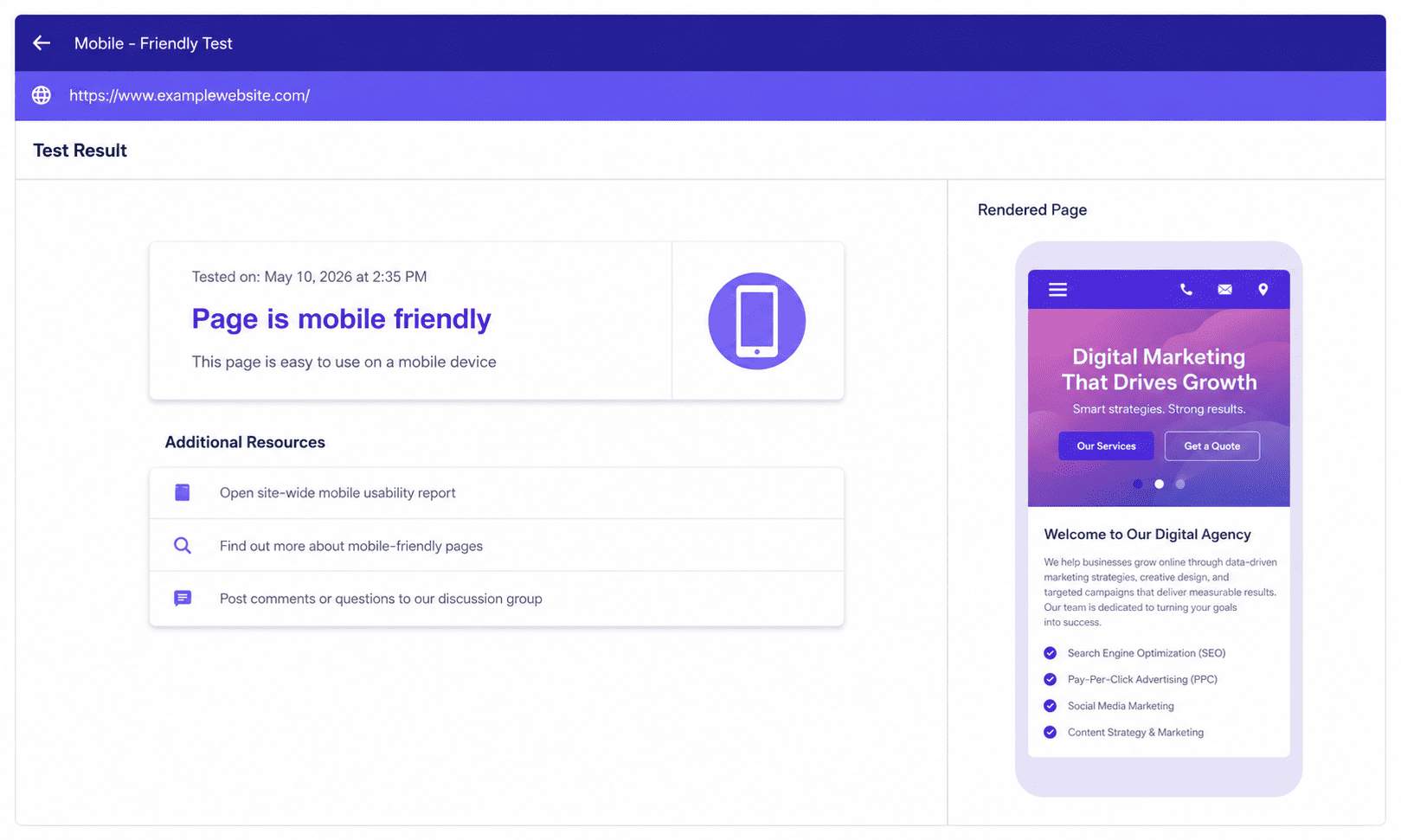 Mobile friendly website